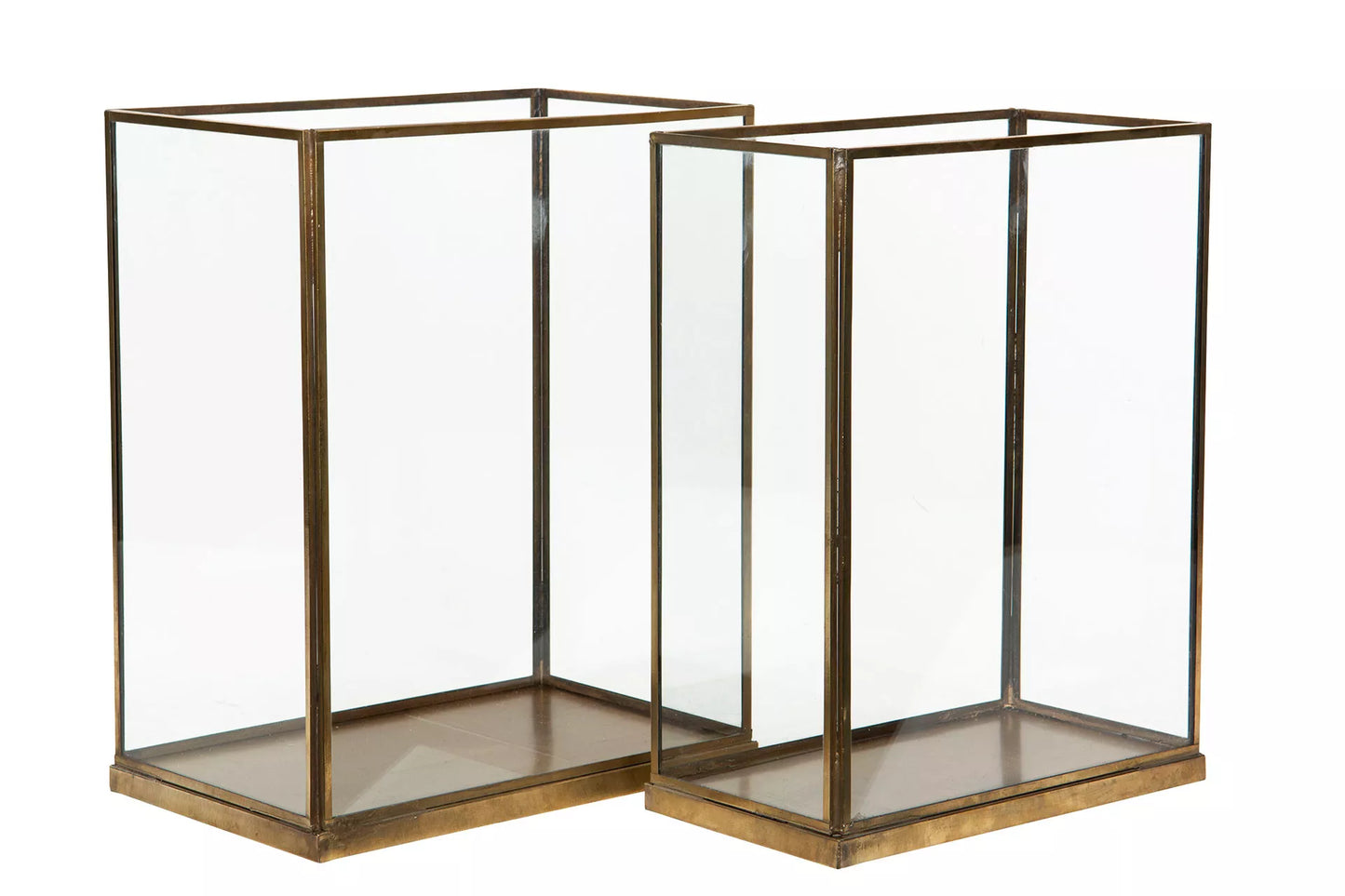 Lykta glas kub mässing Stor