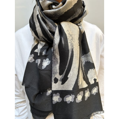 Three M - Scarf 80x180 Zebra Dots Black/Grey