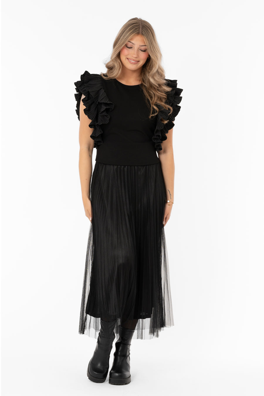 Clemence Reversable Skirt Black – kjolar från Capri Collection