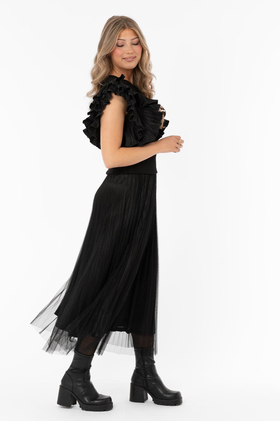 Clemence Reversable Skirt Black – kjolar från Capri Collection