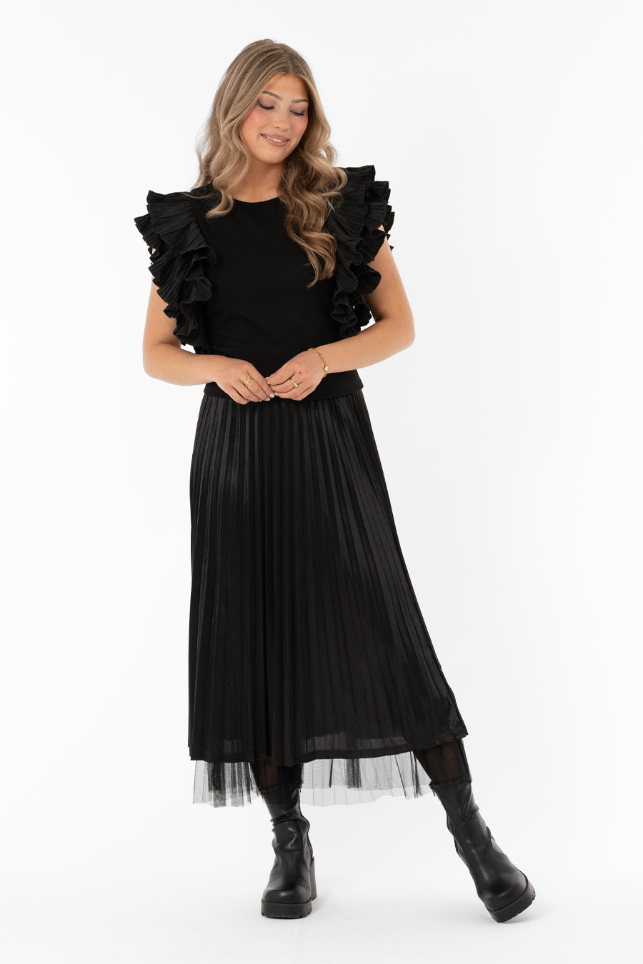 Clemence Reversable Skirt Black – kjolar från Capri Collection