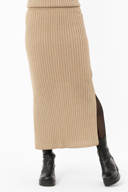 Frances Knit Skirt Antique Gold – kjolar från Capri Collection
