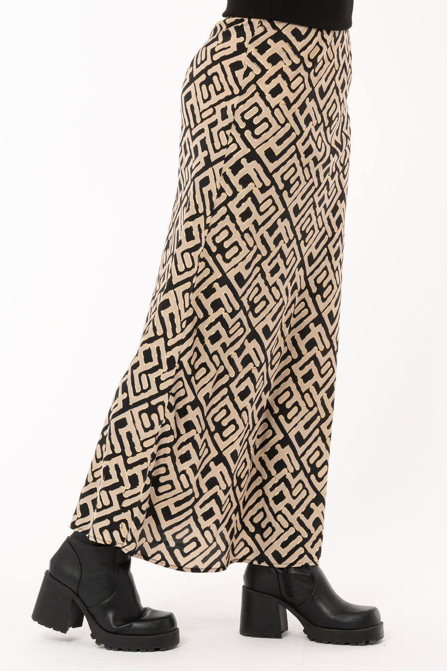 Giovanna Skirt Black/Sand/Gold – kjolar från Capri Collection