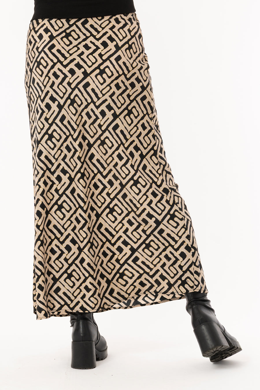 Giovanna Skirt Black/Sand/Gold – kjolar från Capri Collection