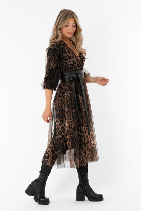 Priscilla Tulle Dress Hazel/Black – klänningar från Capri Collection